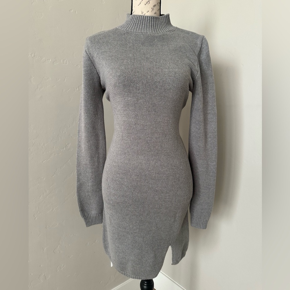 Gray Knit Sweater Dress